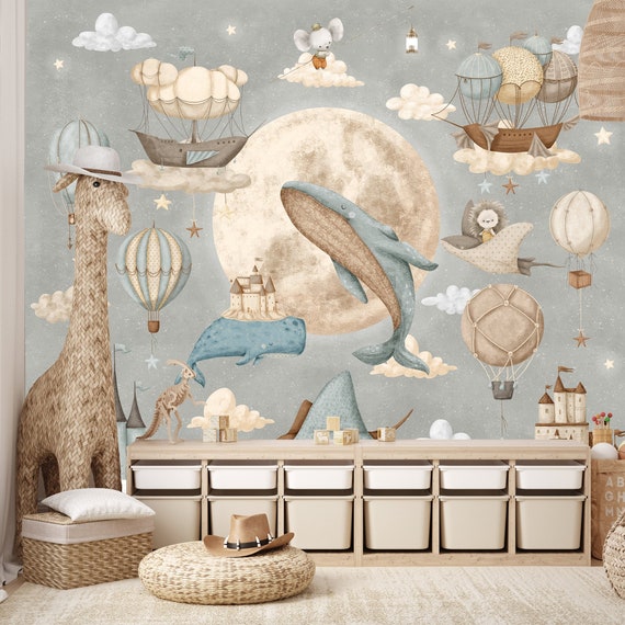 Under the Sea Wallpaper, Sea Life Wallpaper, Castle Wallpaper,Moon and Stars Peel and Stick Wall Mural