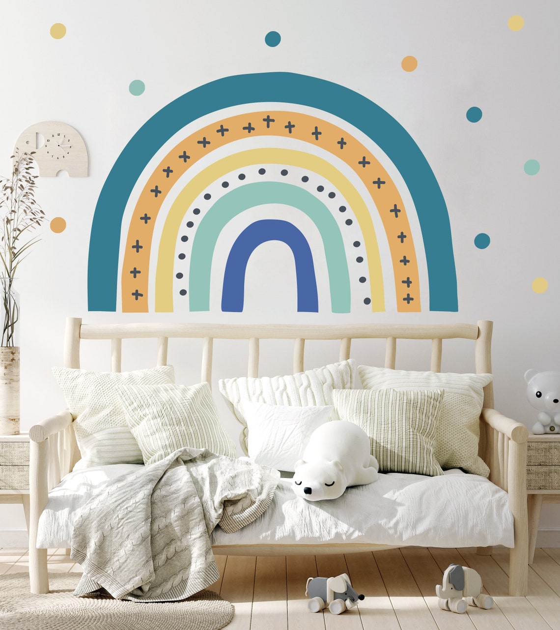 Rainbow Wall Decals Hand Drawn Rainbow Wall Sticker Boho - Etsy