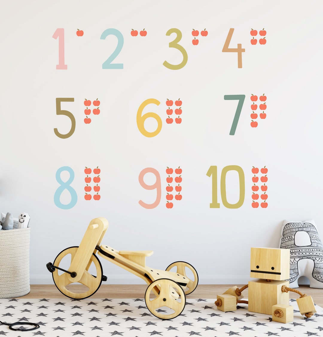 Nursery Rainbow Numbers Wall Sticker , Playroom Wall Decal, Kids