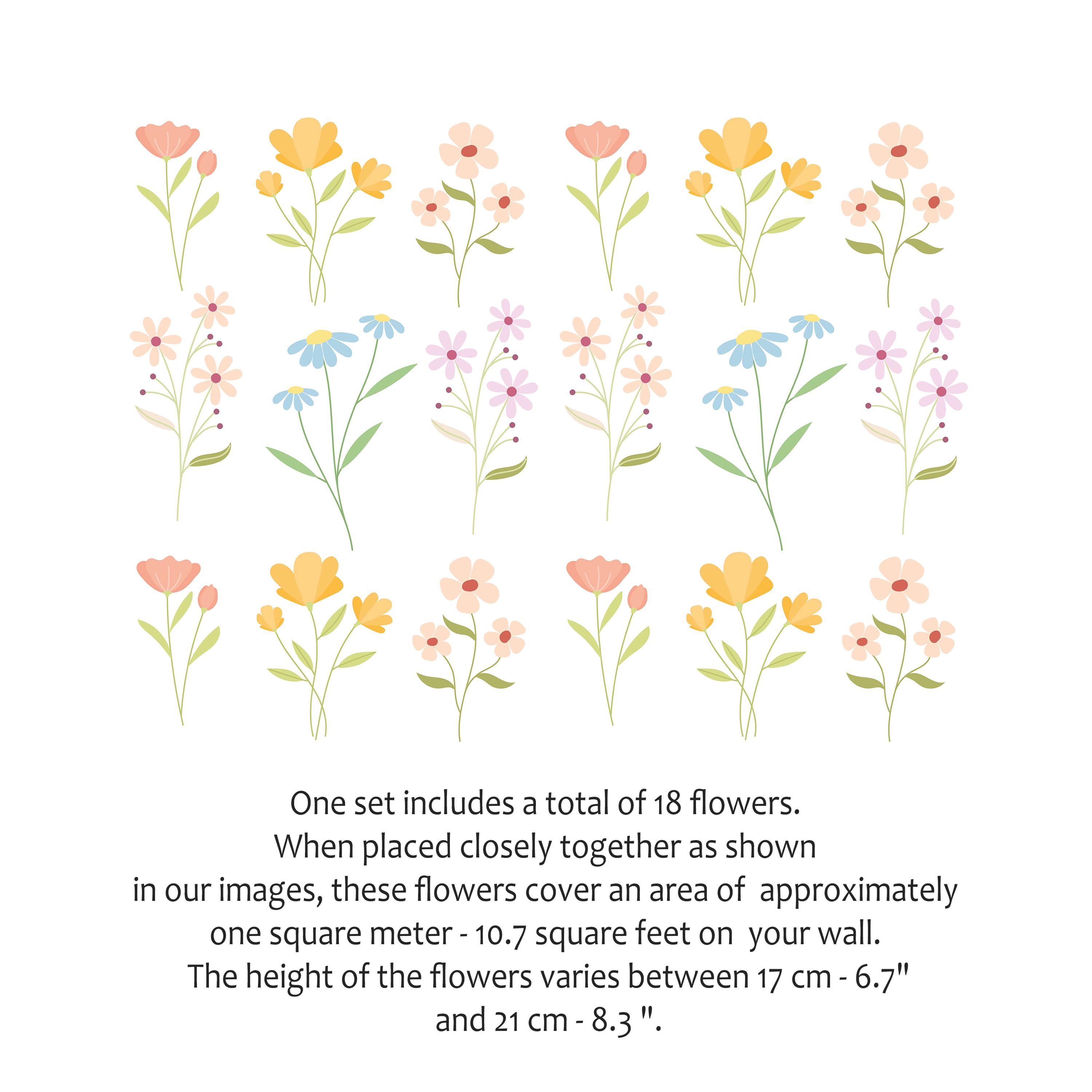 Wildflower Wall Decal, Boho Flower Decals, Watercolor Floral Nursery ...
