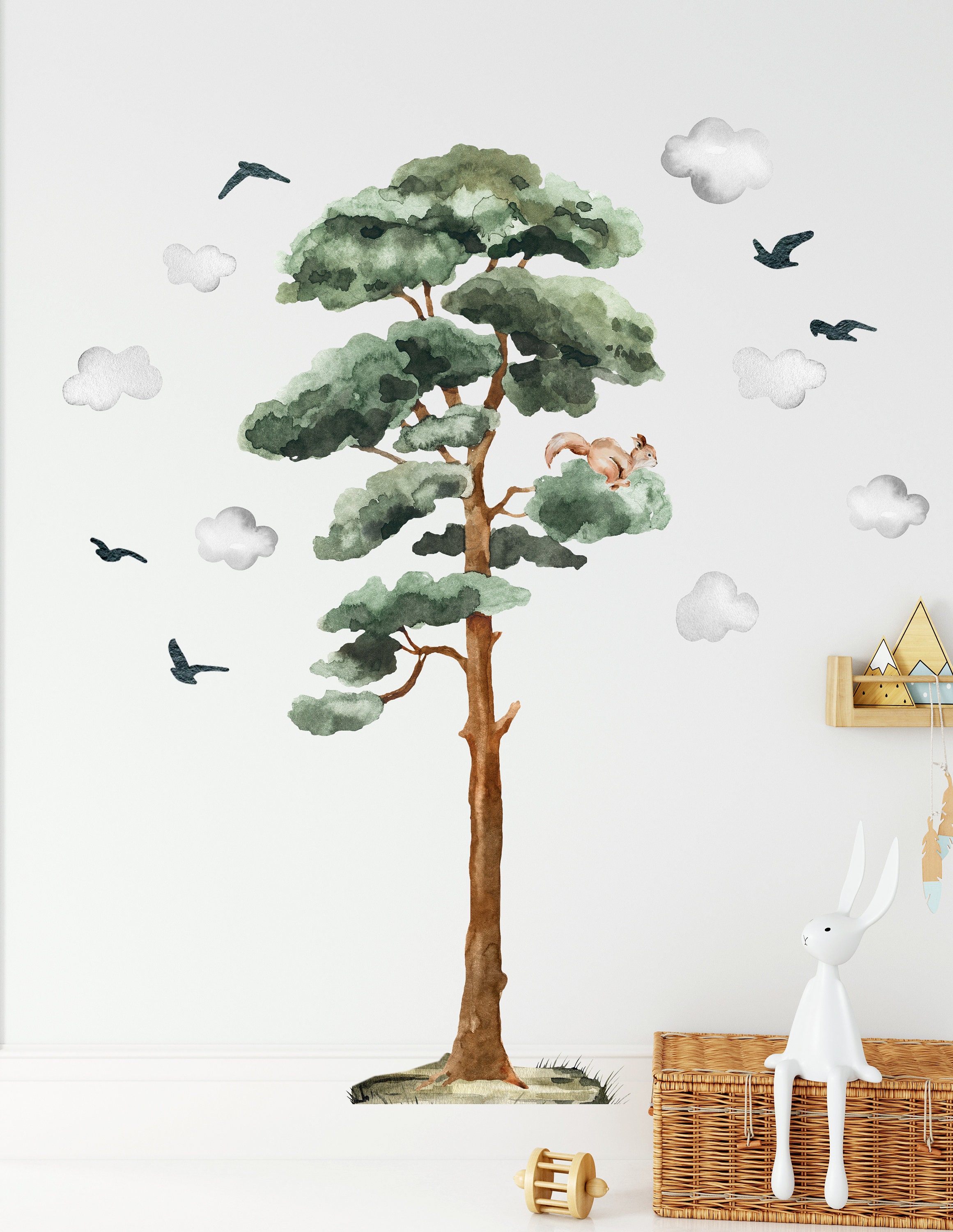Tree Wall Decal, Tree Wall Sticker Nursery, Woodland Wall Decal for ...