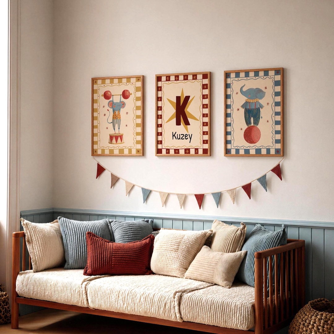 Personalized Vintage Circus Animal Nursery Art Prints (set of 3) - Etsy