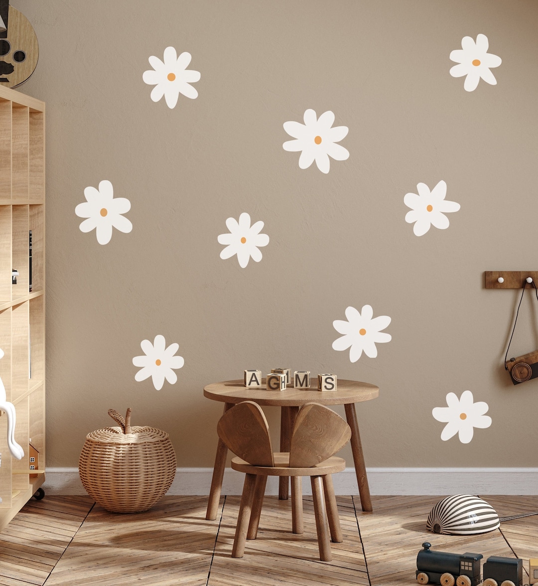 Daisy Wall Decal Flower Wall Decals Daisy Boho Wall Etsy