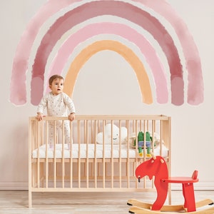 Rainbow Wall Decal Girl Nursery, Kids Large Pastel Rainbow Sticker ...