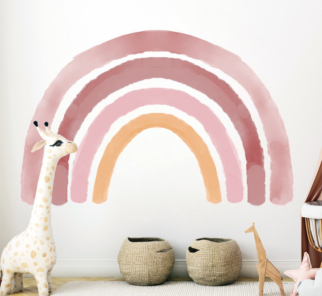 Rainbow Wall Decal Girl Nursery, Kids Large Pastel Rainbow Sticker ...