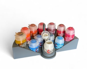 Ultimate Crescent Paint Station for Citadel Paints with Lid Holder