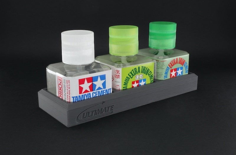 Anti-tip 3D Printed Tamiya Glue Bottle Holder Dual Square & Hex