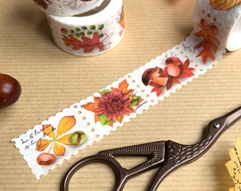 Washi Tape Stamps 'Fall Leaves' - Sticker for Journaling, scrapbooking and decoration