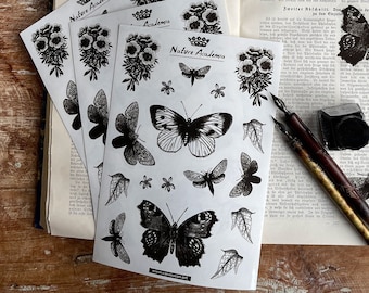 3 sticker sheets Din A5 'Nature Academia' butterflies and flowers for journaling