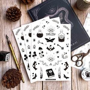 Sticker sheets 'Witchy Things' | 3 sheets DinA5 | magical things for journaling, decoration and more | Halloween Decoration