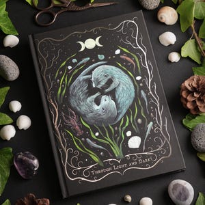 Otter Journal A5 Hardcover | Silver Foil Notebook “Through Light and Dark” | Dot Grid, Lined or Blank | Gift for Otter Lovers