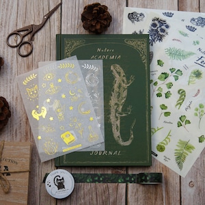 Set per diario Dark Academia con 120 adesivi e nastro adesivo | Accademia Verde