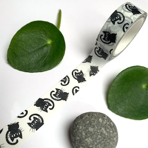 Washi tape met schattige katten - 15 mm x 10 m - minimalistisch zwart en wit - voor de adventskalender!