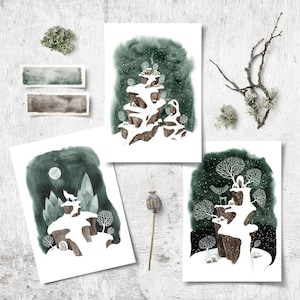 Postkarten-Set Magische Winterlandschaften | Aquarellbilder | Din A6 | Witchy Vibes