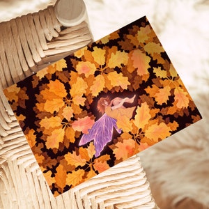 Watercolor postcard 'Autumn fairy' DinA6