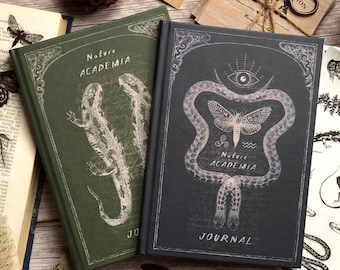 Gothic Journaling Set | 2 notebooks with dot grid and 114 matching stickers | Bullet Pattern Journal