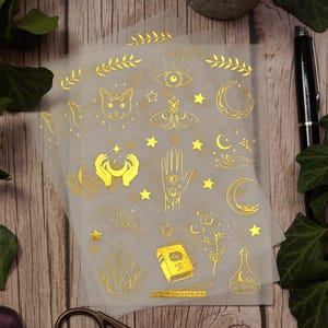 Washi stickers met goudfolie print 'Magic Symbols' set van 3