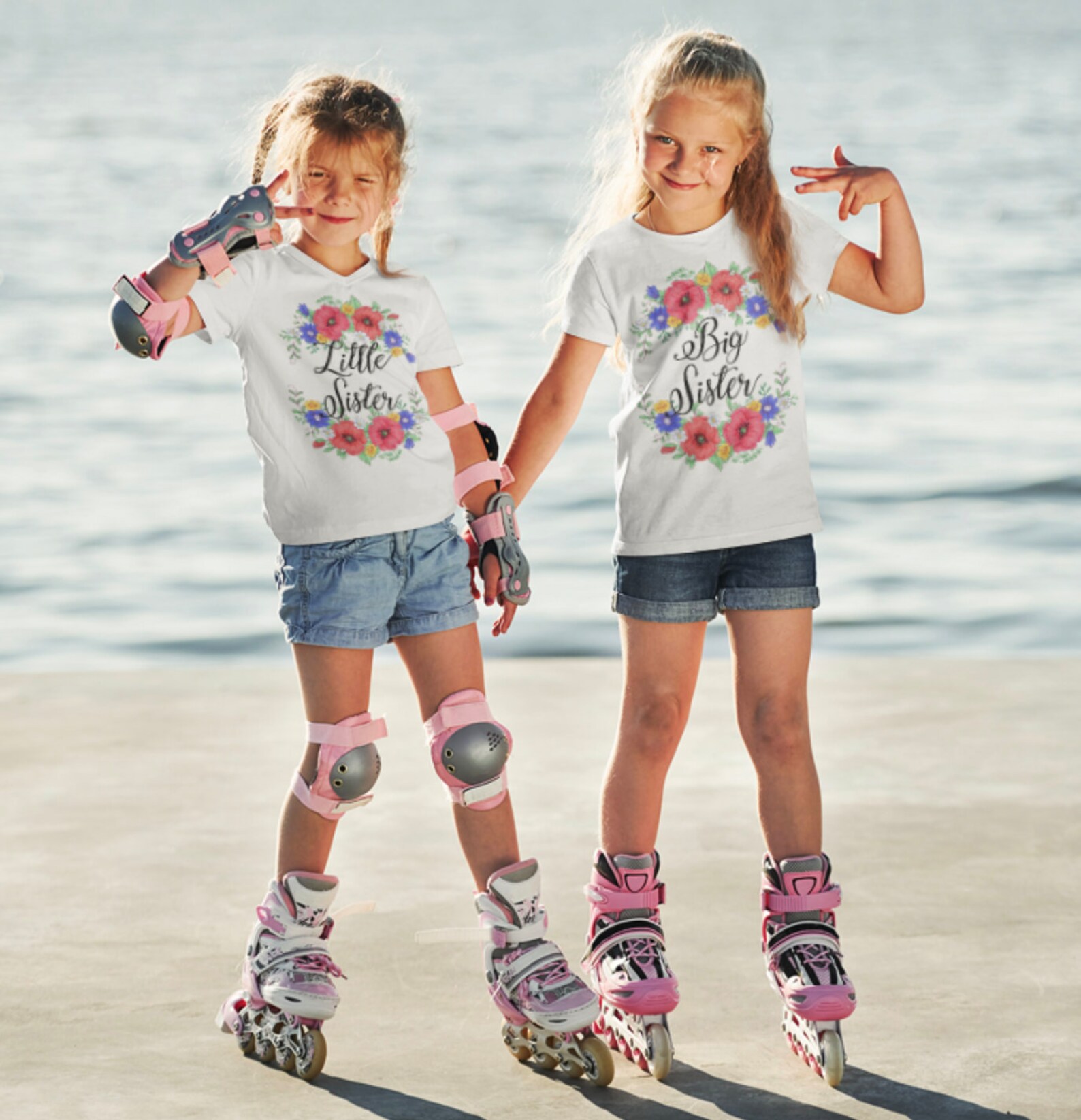 Matching Sisters Set Floral Siblings Outfit Big Sister Tee Etsy