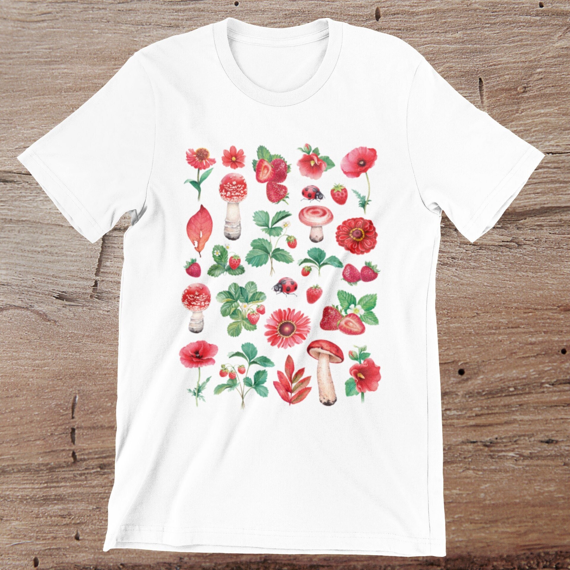 Vintage Watercolor Strawberry Shirt 