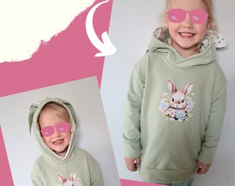 Kinder Hoodie, Hasenohren, Pullover, Ostern, Kindermode, Oversized, genderneutral, Baby, Geburtsgeschenk, Geburtstag, Easter