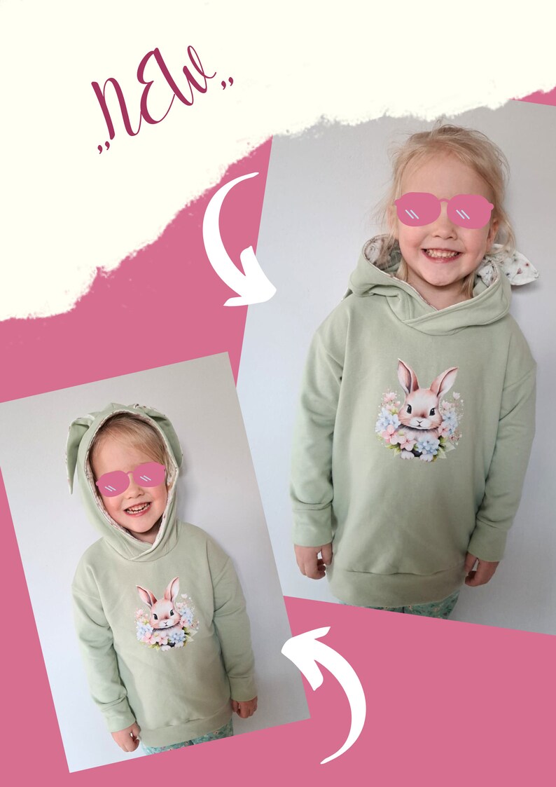 Kinder Hoodie, Hasenohren, Oversize Bild 1