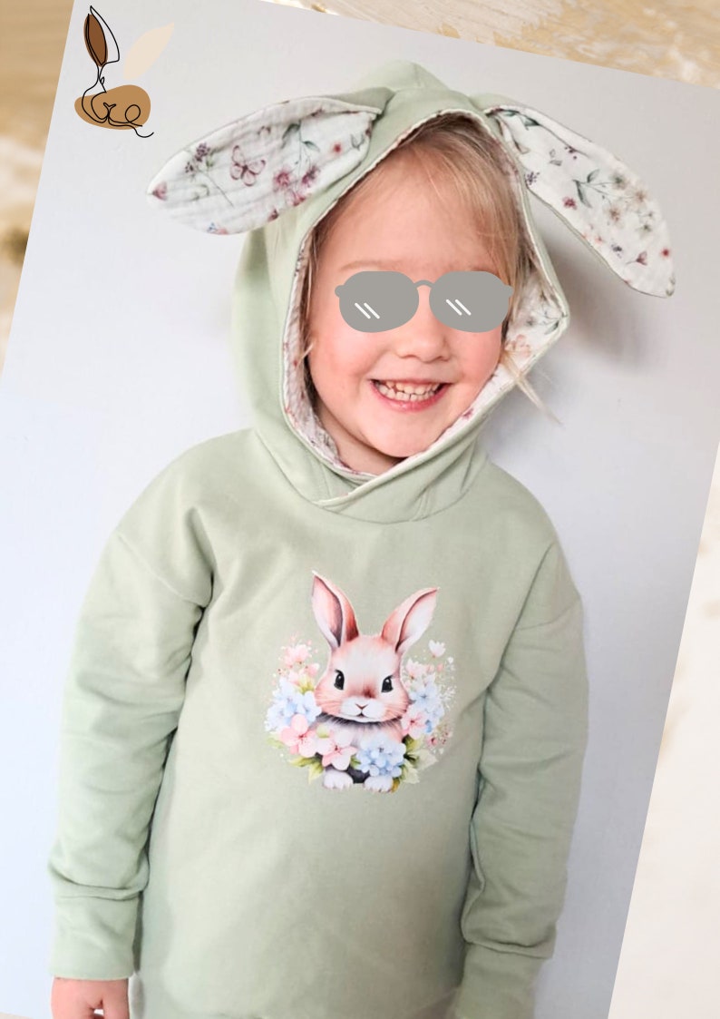 Kinder Hoodie, Hasenohren, Oversize Hase süß