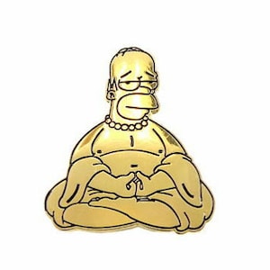 Golden Buddha Homer Simpson Enamel Pin -- Zen and Peace