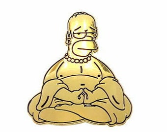 Golden Buddha Homer Simpson Enamel Pin -- Zen and Peace