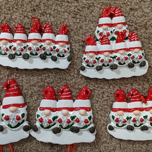 2,3,4,5,6 Names 2023 Style Gnome Family Personalized Christmas Ornaments.