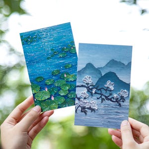 Chinesische Landschaft Ölgemälde Postkarten Set - Ästhetische 3D-Wanddekoration, 30 Karten