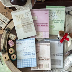 Blocco note staccabile a tema cucito vintage - 50 fogli, 5 design, carta da giornale antiaderente per fai da te e scrapbooking