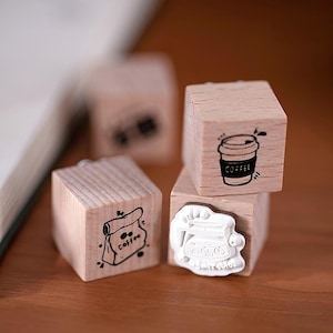 Mini Daily Life Rubber Stamp Set – 9pcs Wood Mount Stamps for Journal, Planner, DIY Crafts, Nature, Coffee, Reading Themes