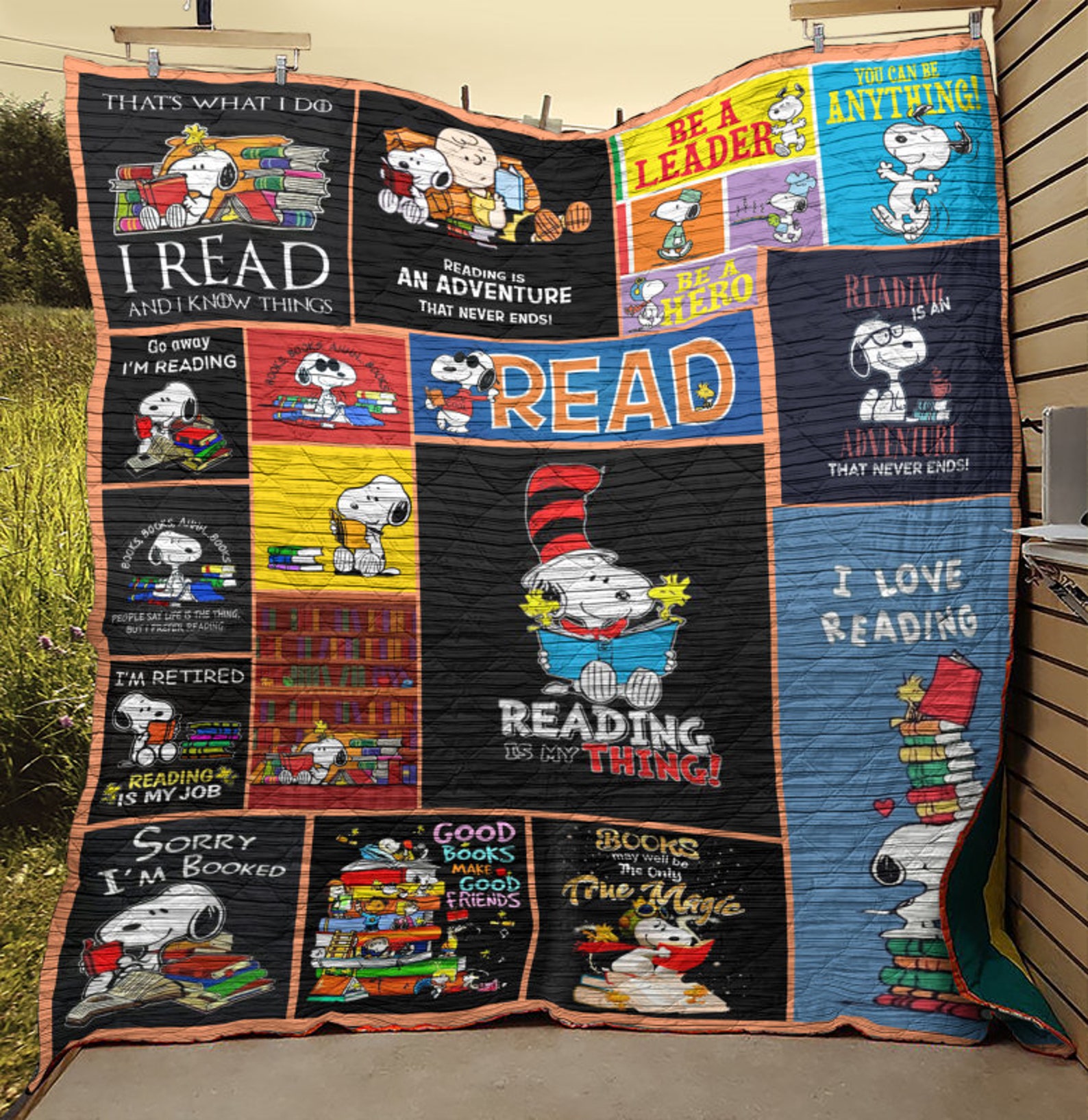 Die Lesen Snoopy Quilt Decke Bettwäsche Familie GeschenkIdee Etsy