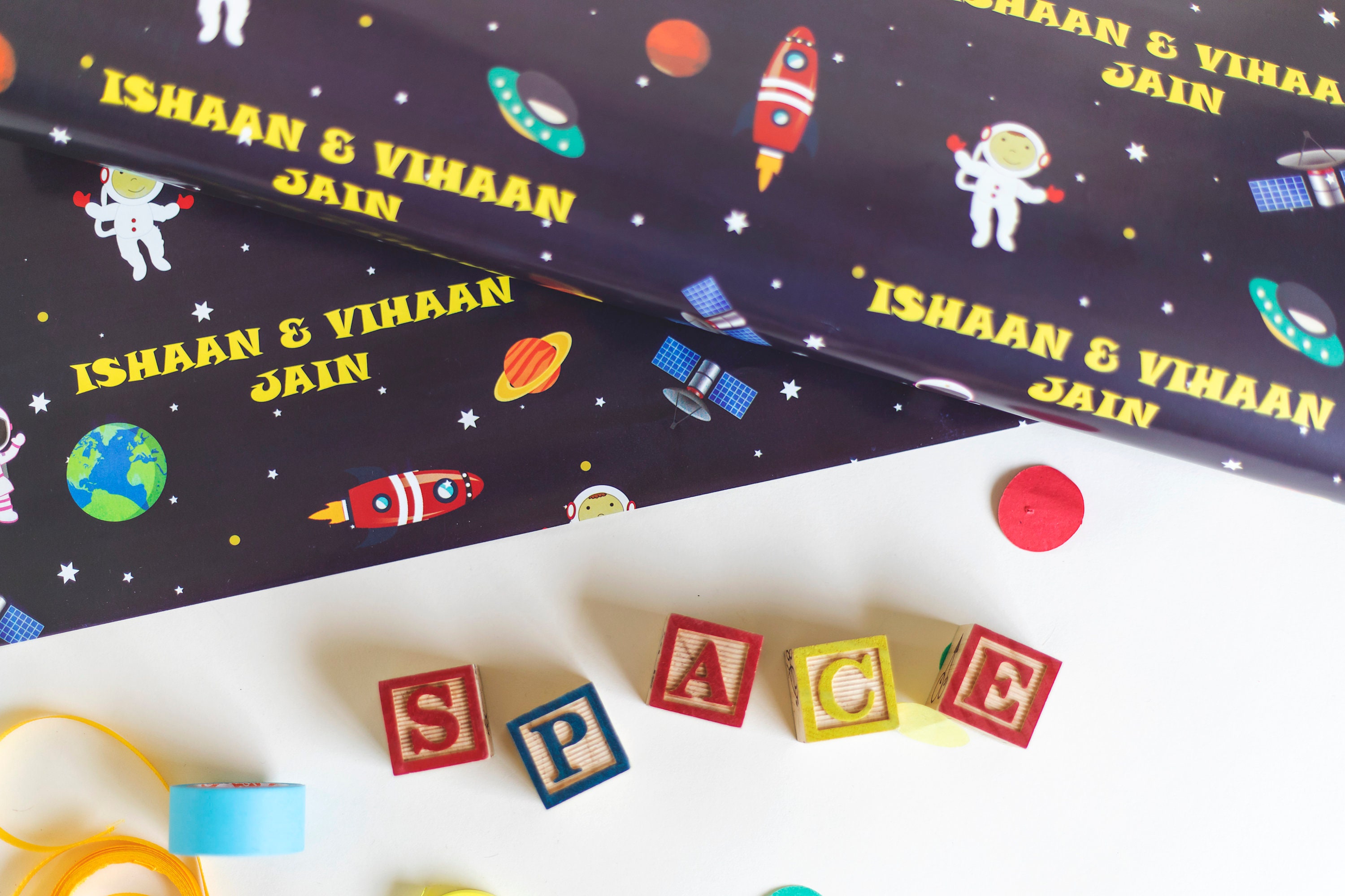 Space Theme Personalized Wrapping Paper Etsy UK