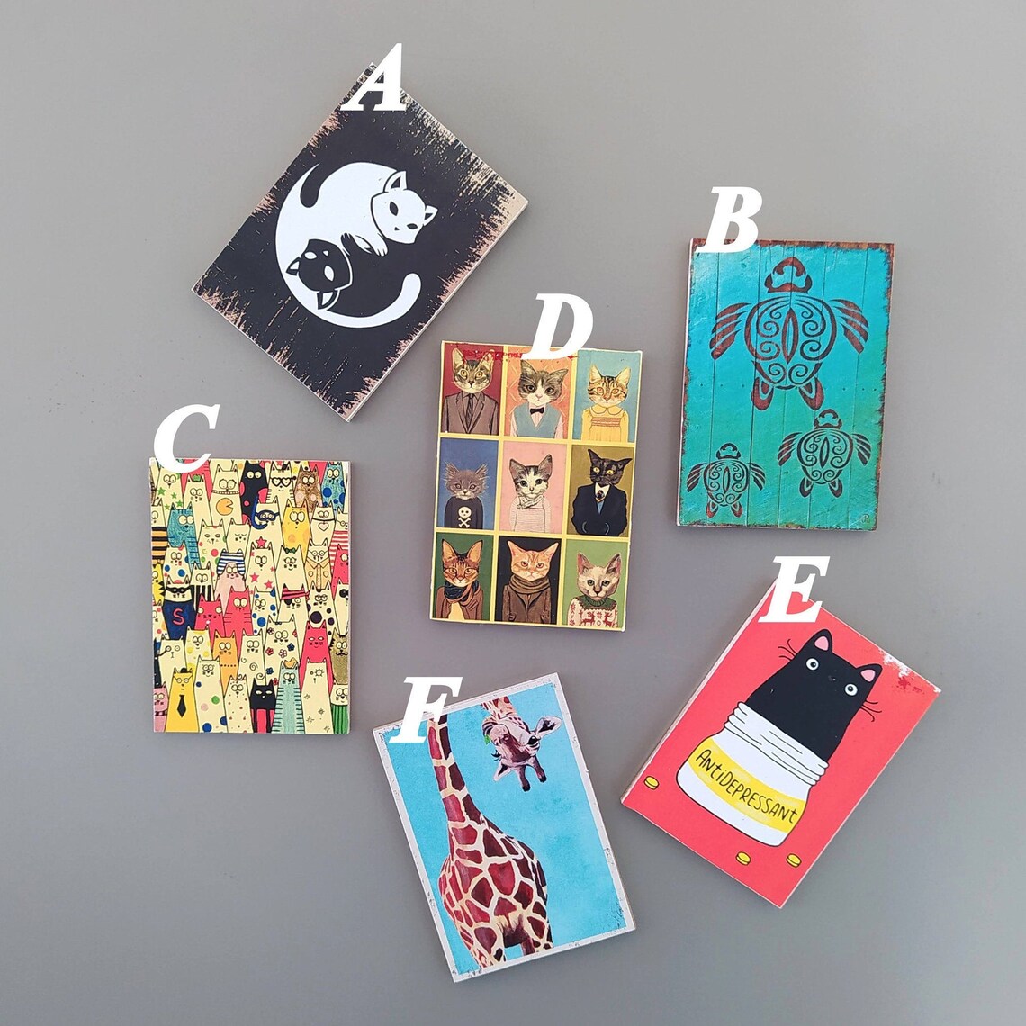 Fridge a set of 6 wooden refrigerator animal Etsy