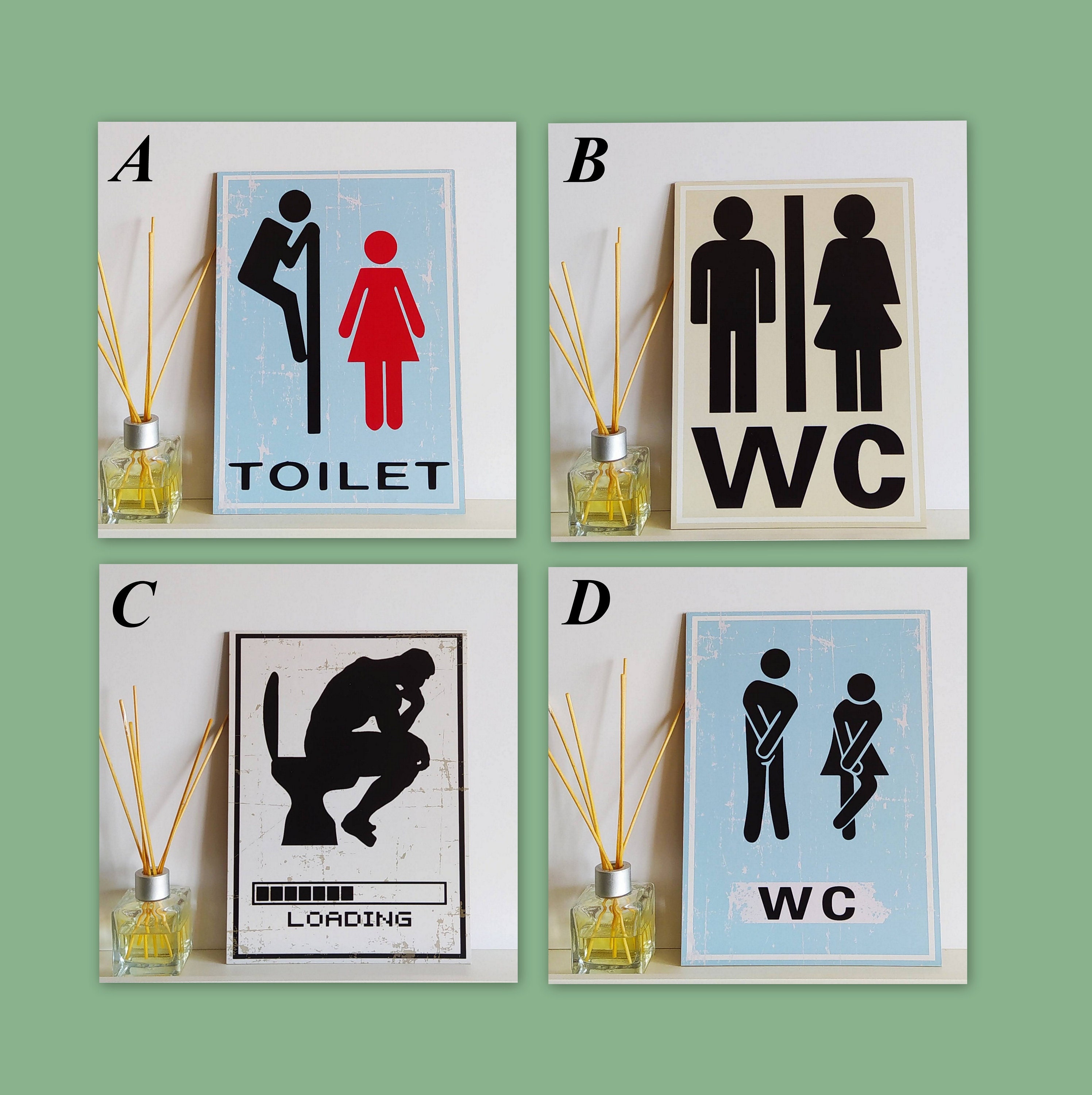 Wc signage toilet sign bathroom sign wc wood sign toilet Etsy