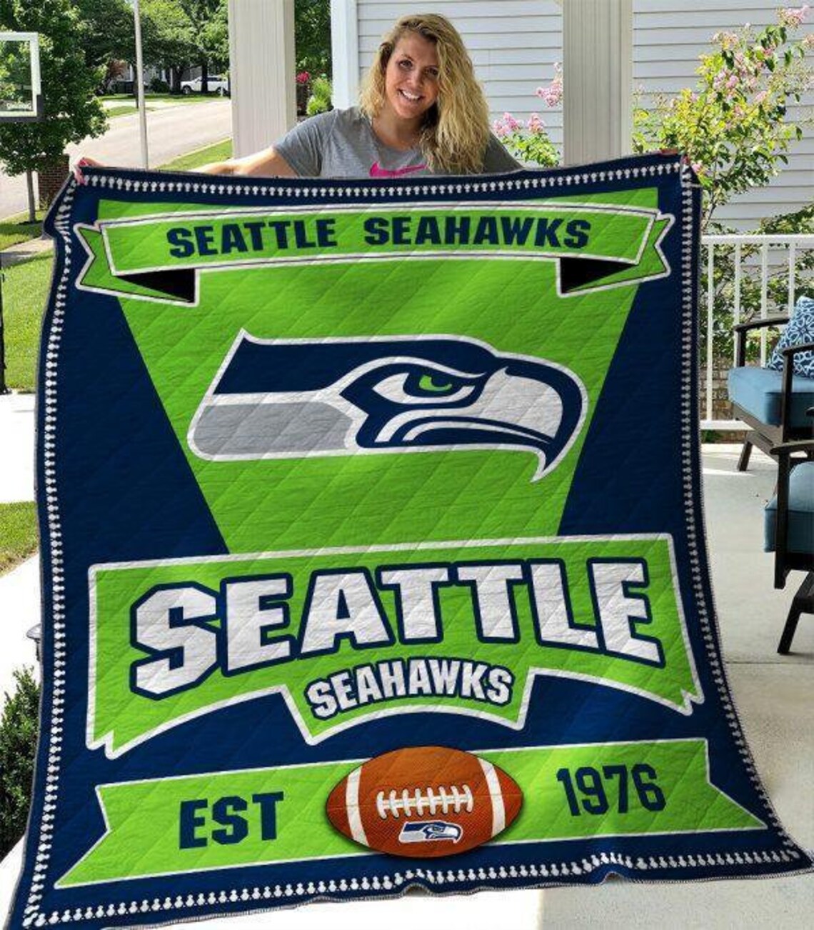 Seattle Seahawks Quilt Blanket 04 Bedding Family Gift For Him Etsy
