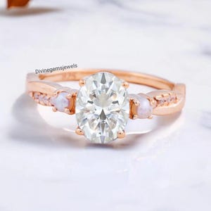 Oval Moissanite Ring, April Birthstone, Freshwater Pearl 925 Sterling Silver Ring, Infinity Diamond Ring, Engagement Ring, Promise Ring
