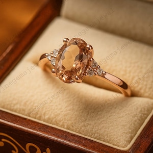 Peach Morganite Engagement Ring Cluster Diamond Promise Ring 14k Gold Seven Gemstone Ring Handcrafted Women Jewelry Anniversary Gift For Her