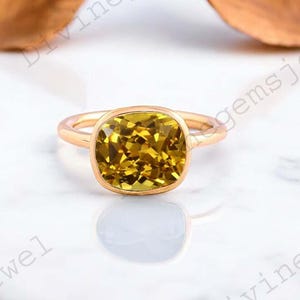 Pierścionek z żółtym szafirem AAA, pierścionek z soliterem, pierścionek ślubny, antyczne pierścionki z kamieniami szlachetnymi, biżuteria z kamieniami szlachetnymi, spersonalizowany prezent dla niej
