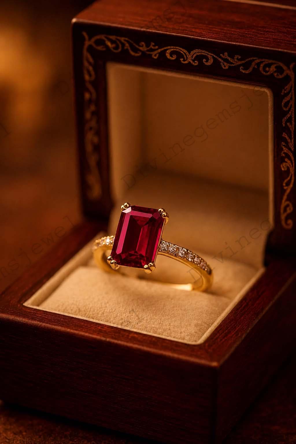 Ruby Diamond Ring - Etsy