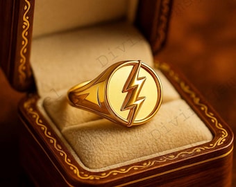 Anel Flash, Anel de Prata de Lei, Anel Flash Point, Joias DC, Anel de Ouro 14k, Anel Unissex, Anel Empilhável, Anel Barry Allen, Presentes Personalizados