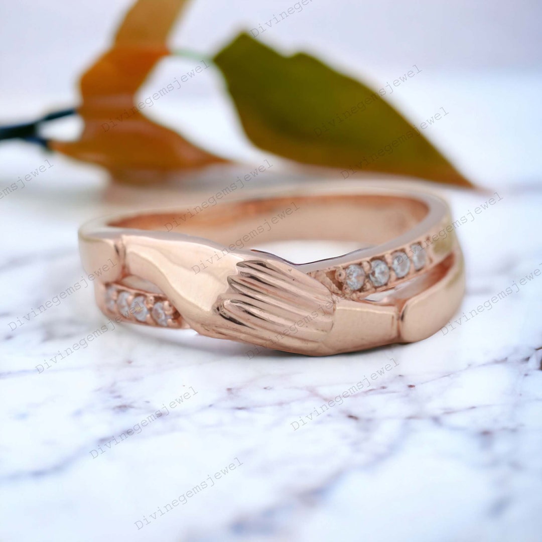 Minimalist Hugging Diamond Ring Personalized Love Hug Ring Engraved ...