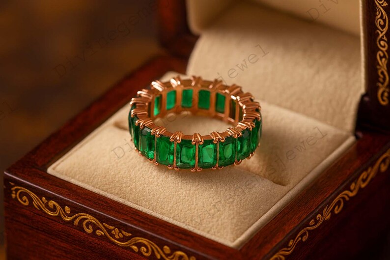 Emerald 14K Gold Full Eternity Band May Birthstone Matching Band ...