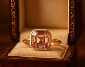 AAA vlekkeloze Asscher geslepen morganiet bruidsring 18k solitaire gouden vintage sieraden stapelen vrouwenring verjaardag verjaardagscadeau voor vrouw