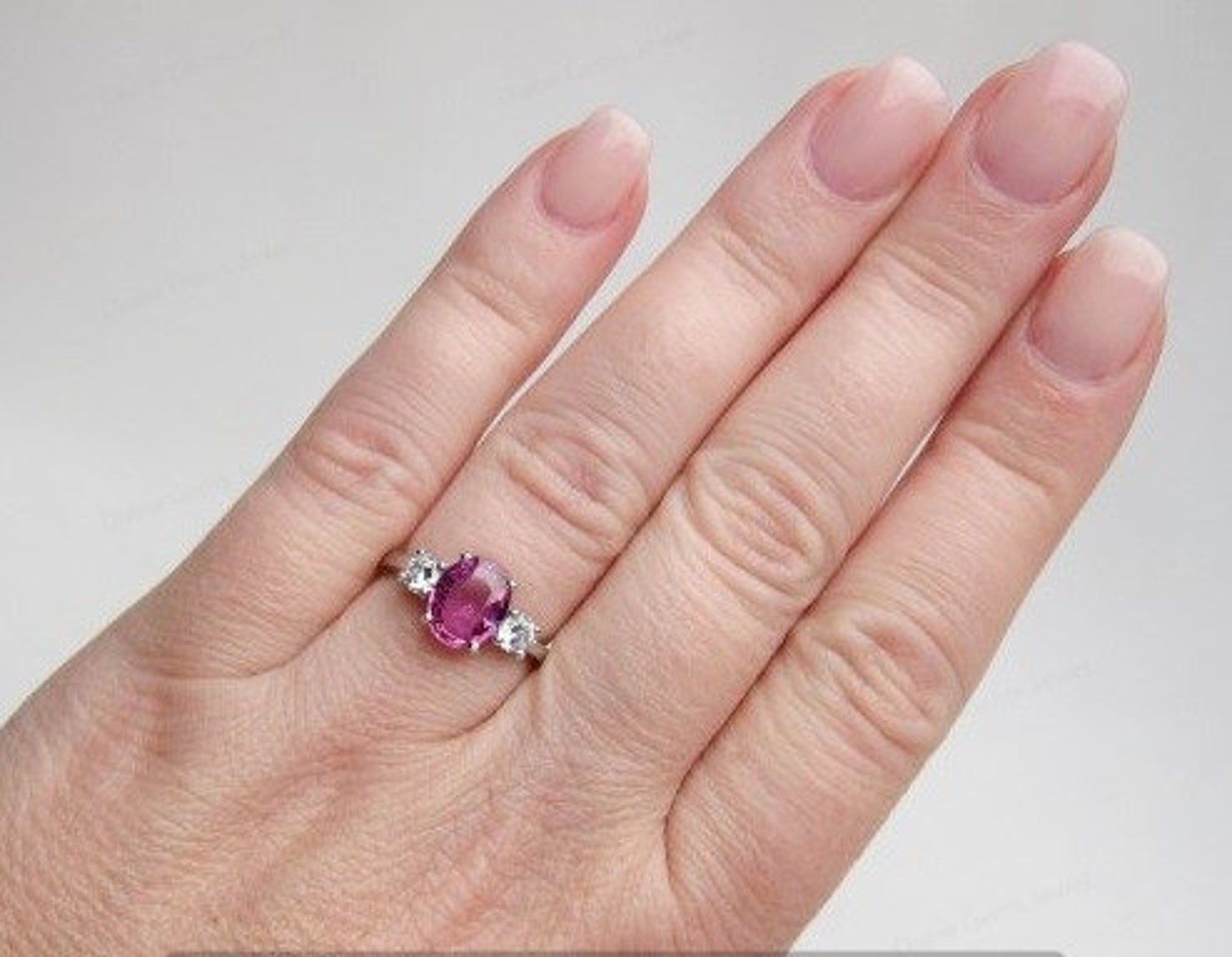Pink Sapphire Ring White Sapphire Gemstone Ring Engagement | Etsy