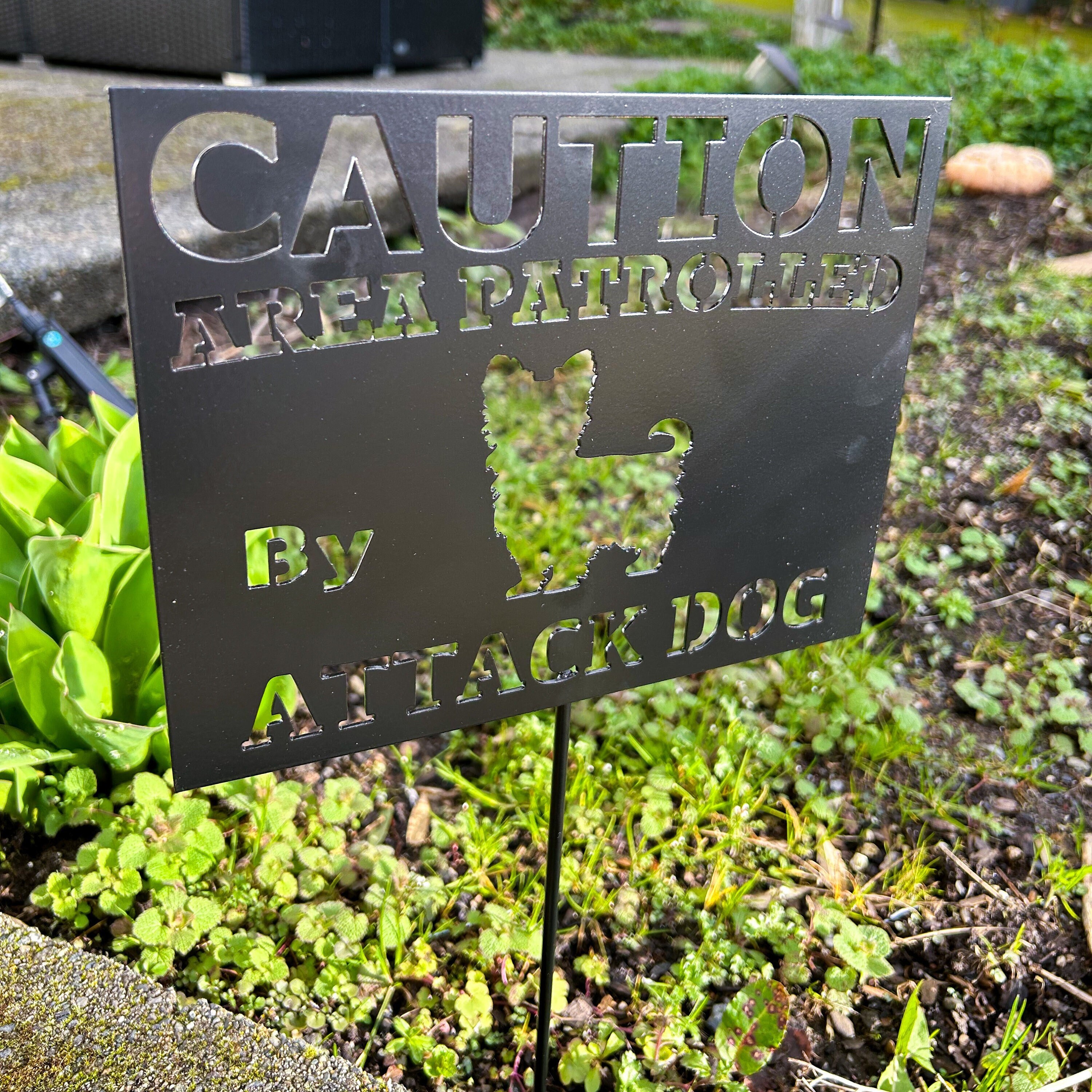 Warning Dog Yard Sign, Dog Security Yard Art, Metal Dog Yard Art