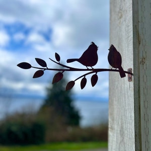 Rustic Metal Bird Sign on Branch - Charming Garden Decor Gift for Bird Lovers - Handcrafted Metal Bird Sign for Whimsical Outdoor Decor