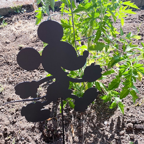 Metal Mickey Garden Stake, Disney Wall Art, Matte Black