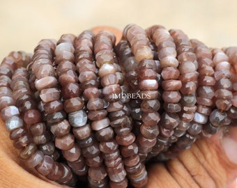 AAA Chocolate Moonstone Beads, 5mm Faceted Rondelle, 12.5 Inch Strand, AAA Quality, DIY jewelry making craft, Semi Precious Gemstone
